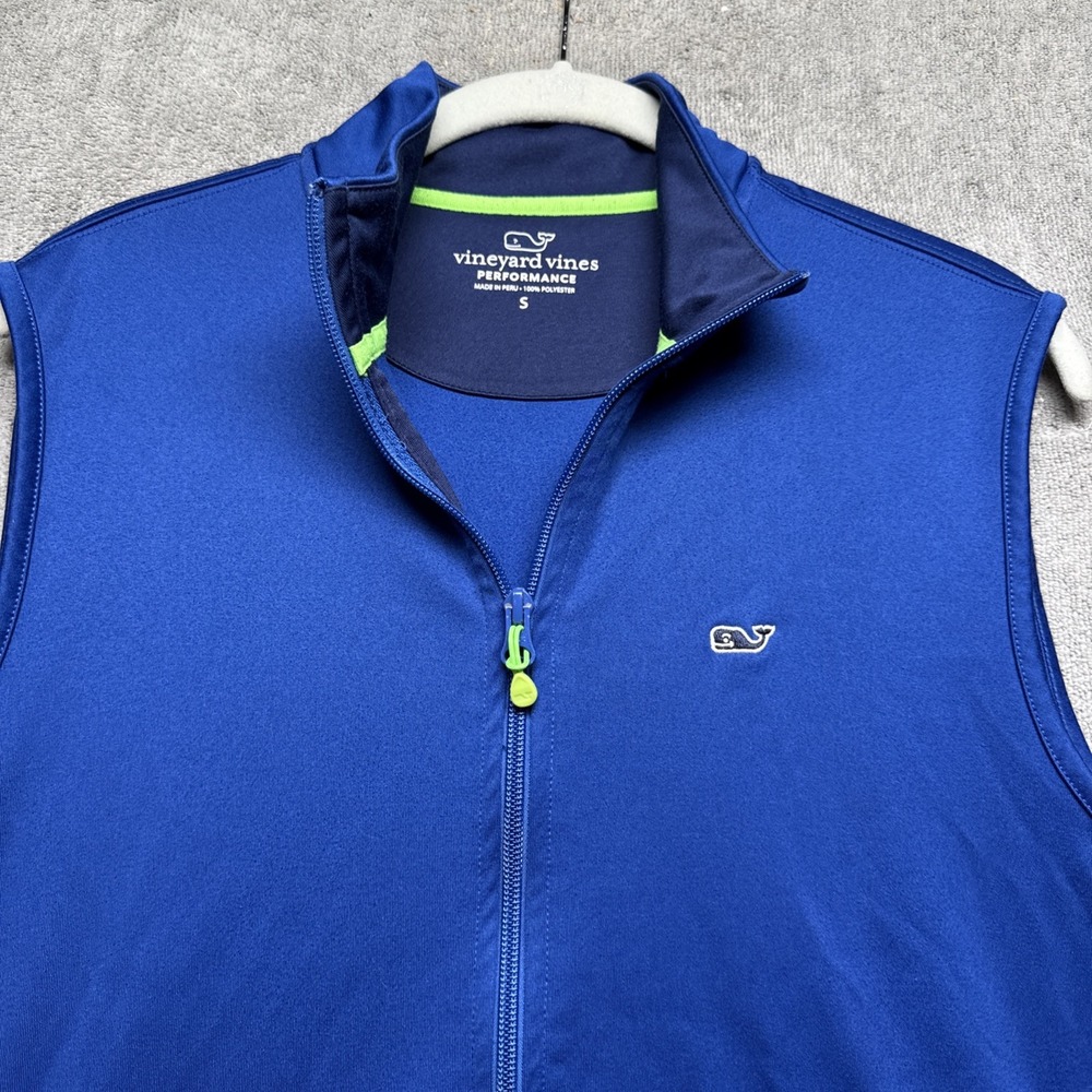 Vineyard Vines Men's Performance Blue Full Zip Vest Small Golf Coastal Preppy